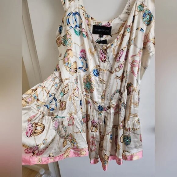 Vanessa Mooney Elisabeth Romper ICONIC VINTAGE JEWELRY SCARF PRINT - Picture 8 of 15